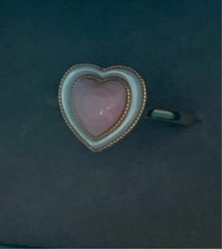 Anillo Corazón Plata y Concha Natural Rosa