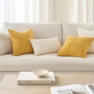 Topfinel Fundas Cojines 60x60 Amarillo de Pana Sua