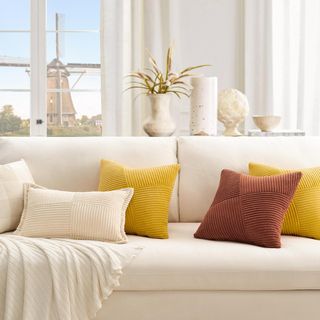 Topfinel Fundas Cojines 60x60 Amarillo de Pana Sua