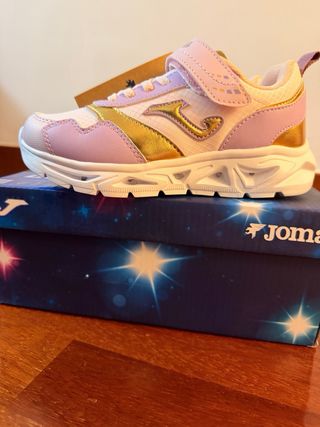 Zapatillas Joma Rosas y Dorado Con luces. Talla 30