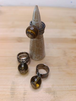 Lote 3 Anillos Ajustables Piedras Marrones