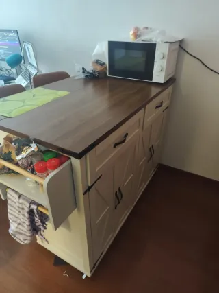 Mesa auxiliar cocina plegable con ruedas