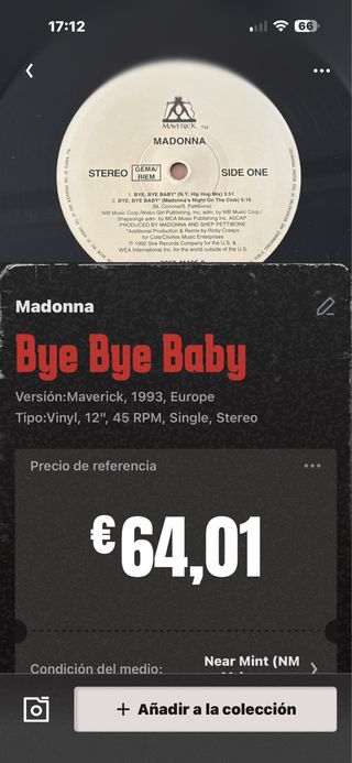 Madonna - Bye Bye Baby Vinilo