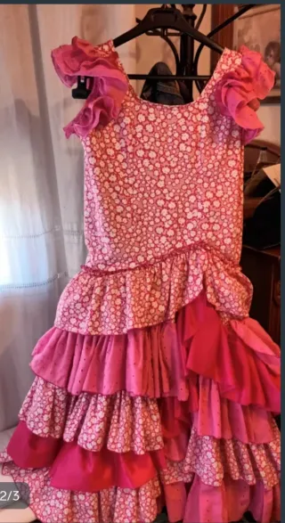 Vestido de Flamenca rosa y blanco