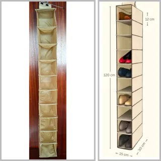 Zapatera Colgante Plegable 10 Pares Beige