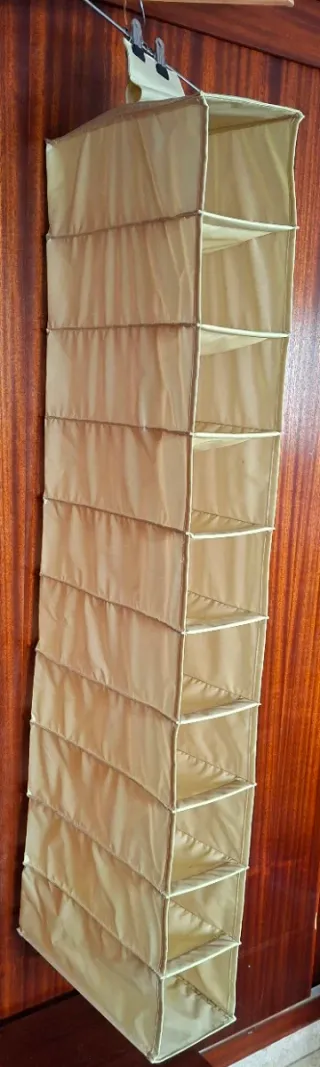 Zapatera Colgante Plegable 10 Pares Beige