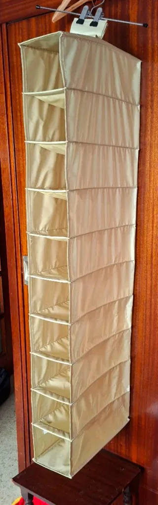 Zapatera Colgante Plegable 10 Pares Beige