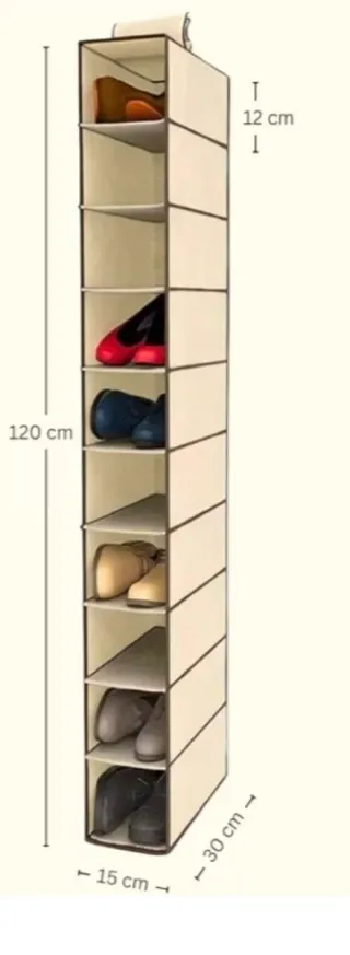 Zapatera Colgante Plegable 10 Pares Beige