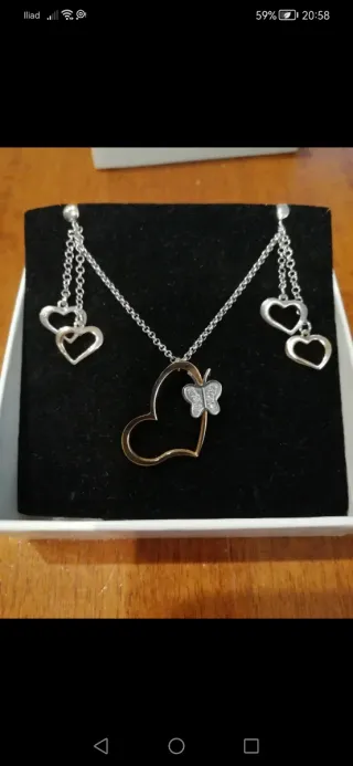 Set collana e orecchini cuori