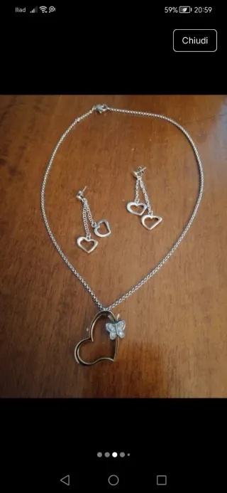 Set collana e orecchini cuori