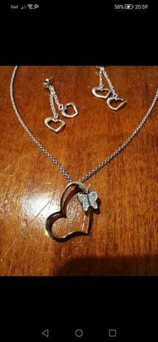 Set collana e orecchini cuori