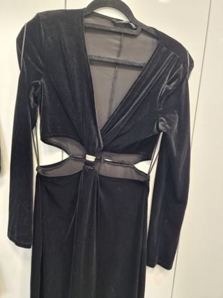 Vestido Terciopelo Largo Cut Out Negro