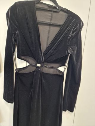 Vestido Terciopelo Largo Cut Out Negro