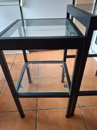 Mesa auxiliar cristal y metal 40cm