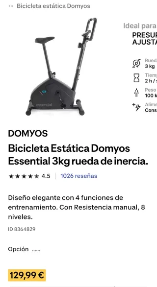 Bicicleta Estática Domyos Essential 03
