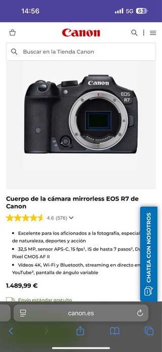 Cámara Mirrorless Canon EOS R7