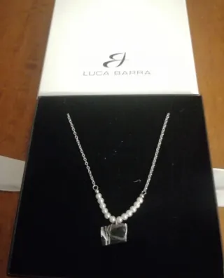 Collana LUCA BARRA perle e cuore argento