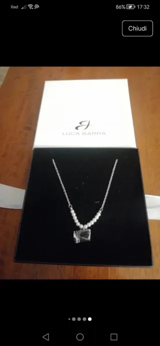 Collana LUCA BARRA perle e cuore argento