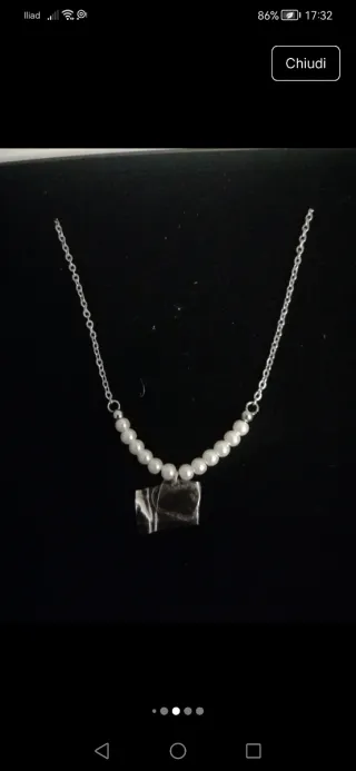 Collana LUCA BARRA perle e cuore argento