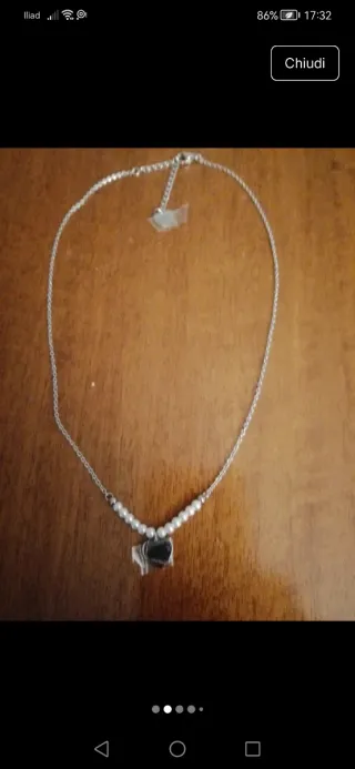 Collana LUCA BARRA perle e cuore argento