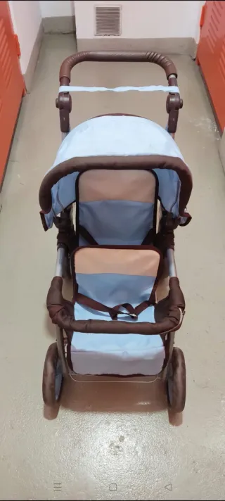 Carrito doble de muñecas azul