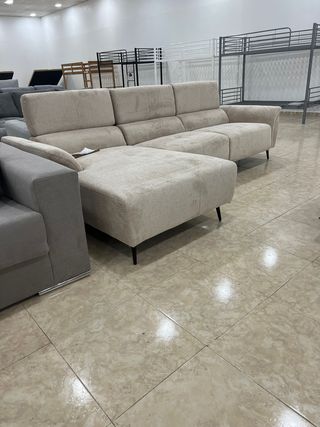 Sofá Chaise Longue 3 Plazas Tela Beige