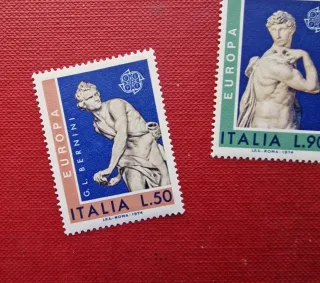 2 Francobolli Italia Europa Bernini Michelangelo
