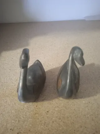 Pareja Cisnes Metal Vintage Decoración