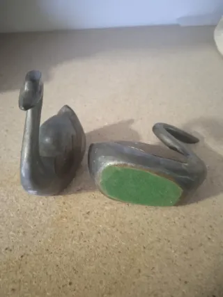 Pareja Cisnes Metal Vintage Decoración