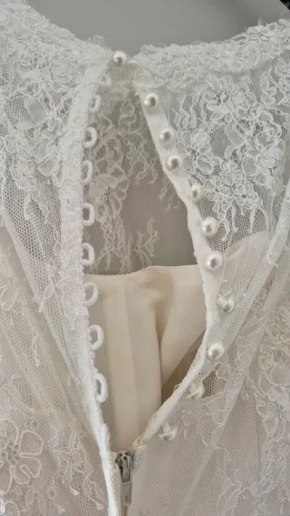 Vestido de Novia Encaje Beige/Blanco