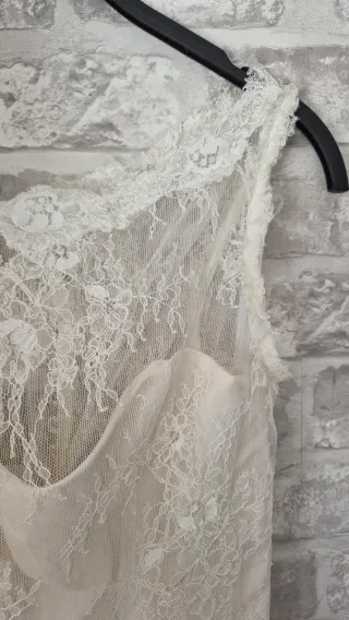 Vestido de Novia Encaje Beige/Blanco