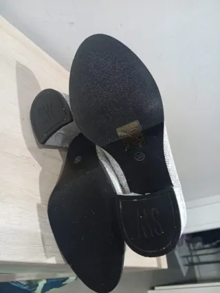 Botines Lentejuelas Plata Talla 38
