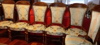 Mesa Comedor Marquetería + 6 Sillas Clásicas