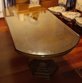 Mesa Comedor Marquetería + 6 Sillas Clásicas