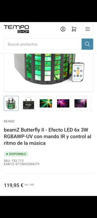 Proyector Luz Discoteca Beamz Butterfly II
