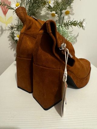 Botines Pull&Bear Tacon Plataforma Marrones T.37