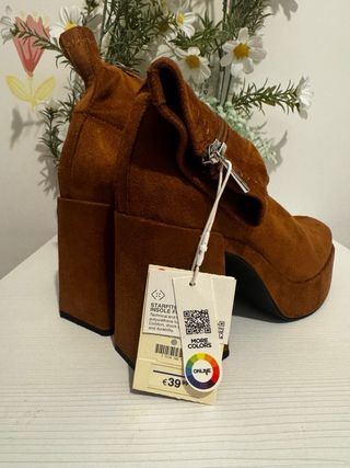 Botines Pull&Bear Tacon Plataforma Marrones T.37