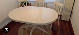 Mesa redonda extensible madera blanca