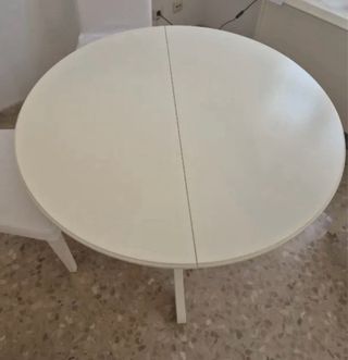 Mesa redonda extensible madera blanca