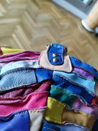 Bolso shopper grande de piel multicolor