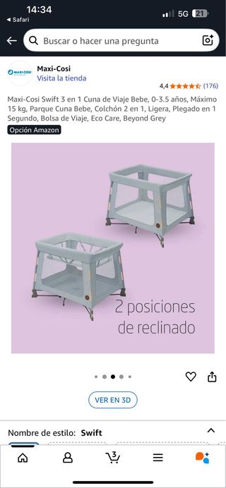 Minicuna de viaje Maxi-Cosi Swift 3 en 1 cuna