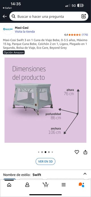 Minicuna de viaje Maxi-Cosi Swift 3 en 1 cuna
