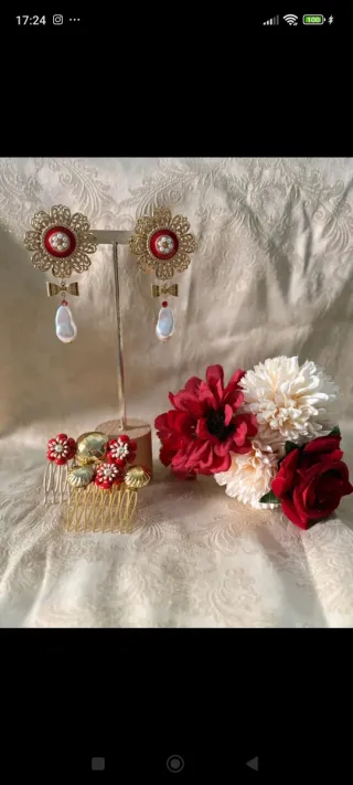 Conjunto Flamenca Pendientes y Peineta
