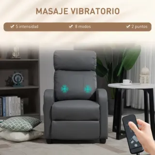 Sillón masaje cuero sintético gris