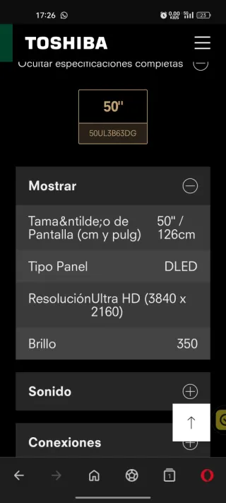 Televisión Smart TV Toshiba 50"