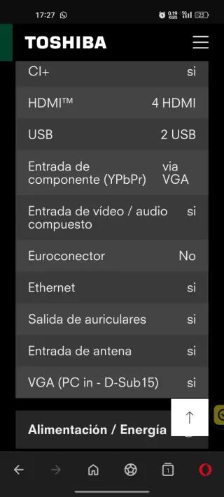 Televisión Smart TV Toshiba 50"