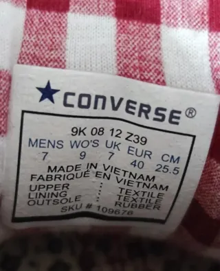 Converse Denim Cuadro Vichy Granate Talla 40