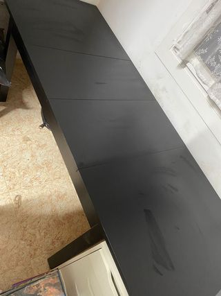 Mesa comedor extensible madera oscura