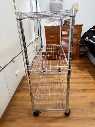 Estantería cromada 3 baldas con ruedas