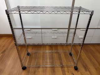 Estantería cromada 3 baldas con ruedas